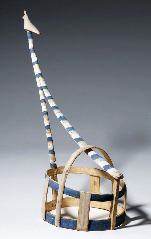 Sepi Indian Wood Frame Dance Crown, ex-Heard Museum: ** A portion of the proceeds from the sale of this lot will benefit The Fowler Museum at UCLA ** Mexico, Native Indians, Sepi, ca. 1925. Rare wooden dance crown with open framework of wood painted blu