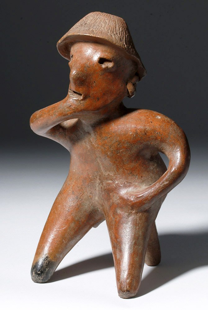 Pre-Columbian Jalisco Redware Pottery Seated "Thinker" (1 of 6)