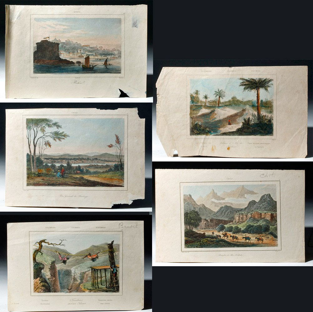 (11) 19th C. French Colored Engravings, South Americana (1 of 10)