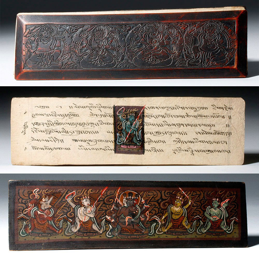 Rare 19th C. Thai / Bali Printed Sutra Wood Covers (1 of 10)