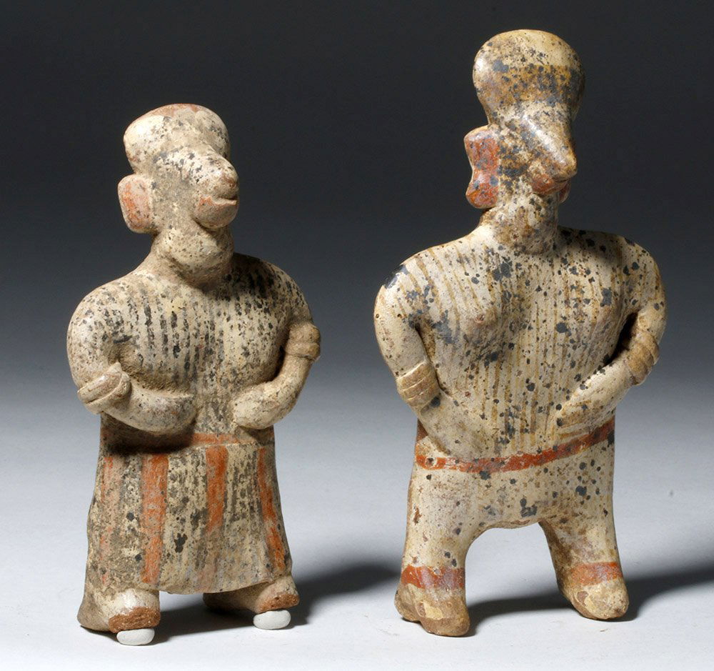 Pair Nayarit Polychrome Pottery Standing Figures (1 of 10)