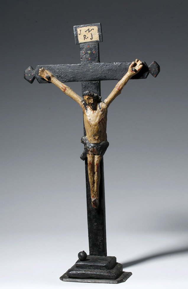 19th C. Portuguese Carved / Painted Wood Crucifix (1 of 6)