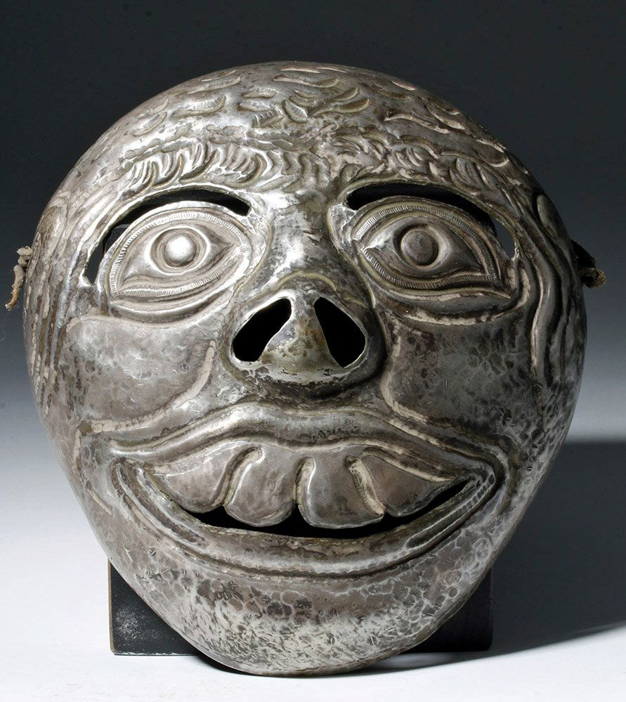 Rare 20th C. Peruvian Silver Mask - Macabre (1 of 6)