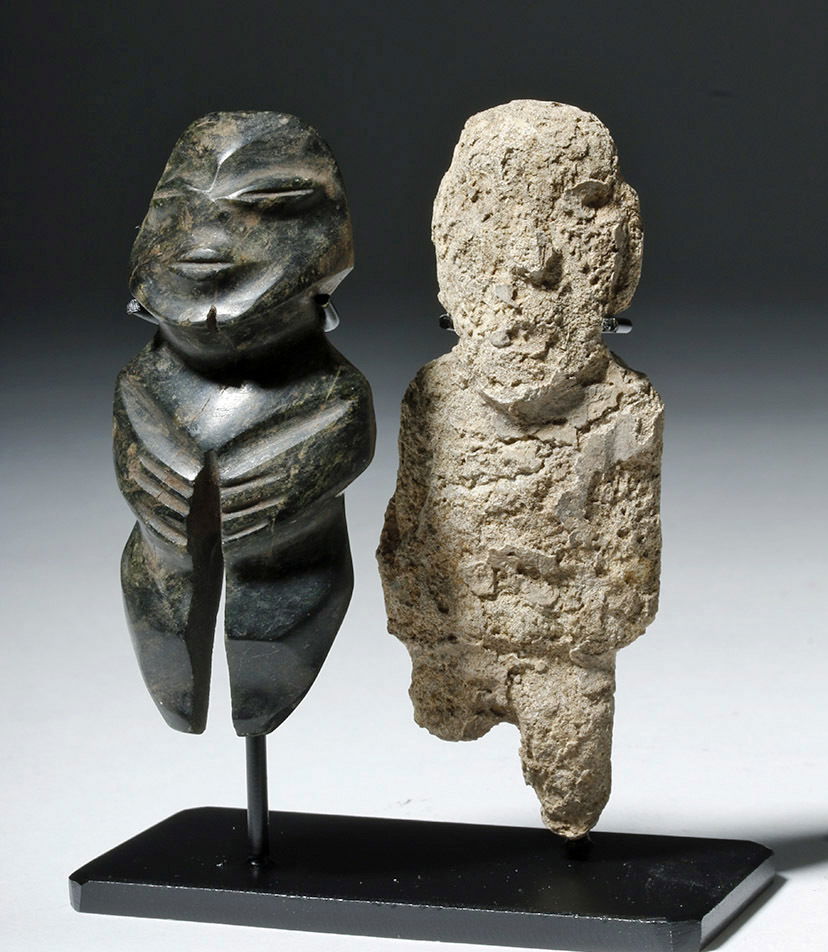 Pair of Mezcala Stone Figures, one Greenstone (1 of 6)