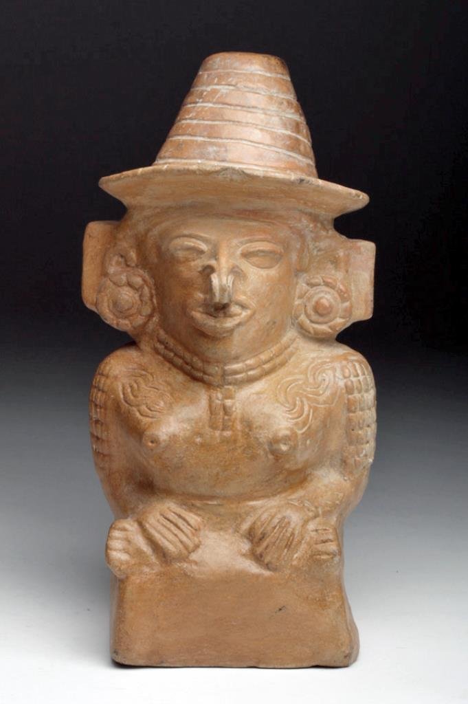 Mayan Toltec Seated Pottery Figure - Corn Goddess (1 of 4)