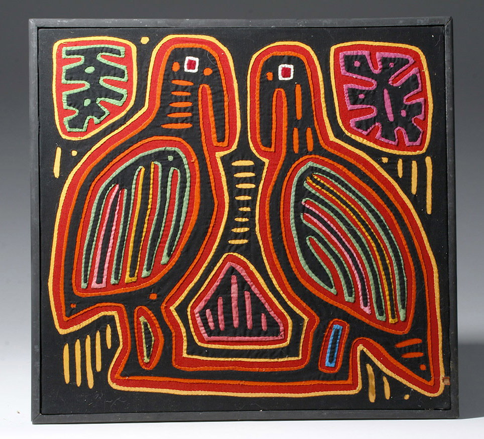 Framed 1950s Panamanian Mola - Two Water Birds (1 of 3)