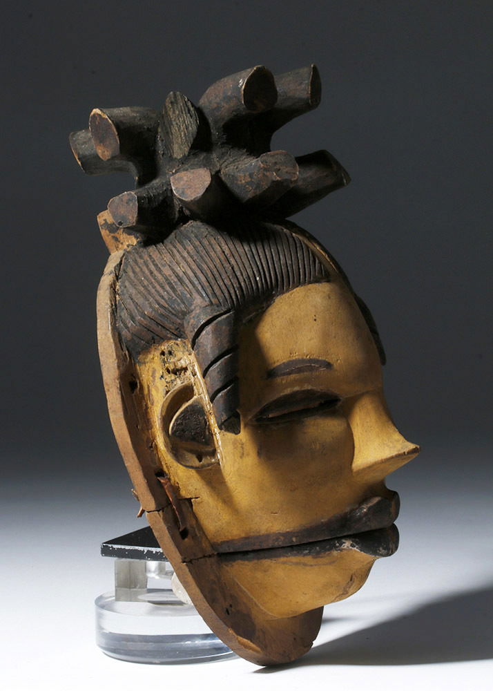 Rare African Ogoni Painted Wood Mask, Hinged Jaw (1 of 4)