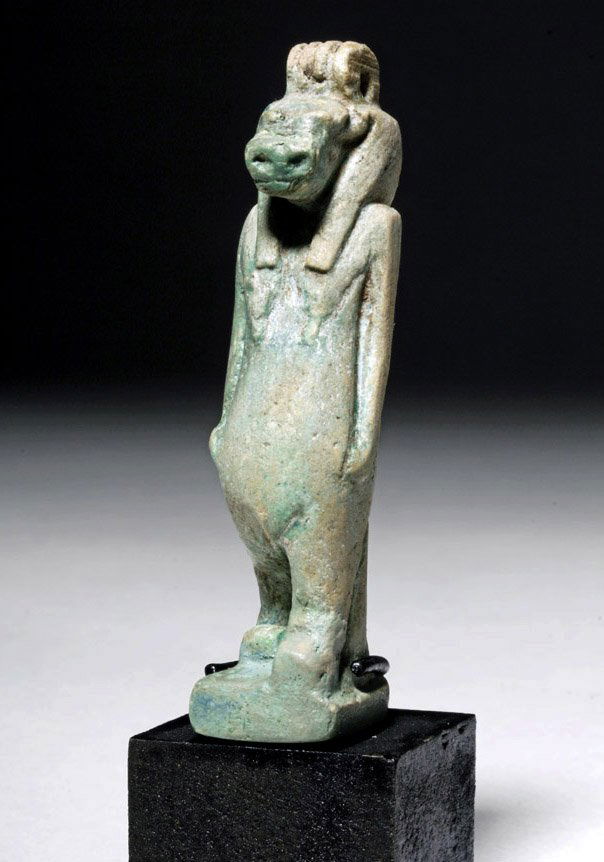 Large & Fine Egyptian Faience Amulet of Taweret (1 of 6)