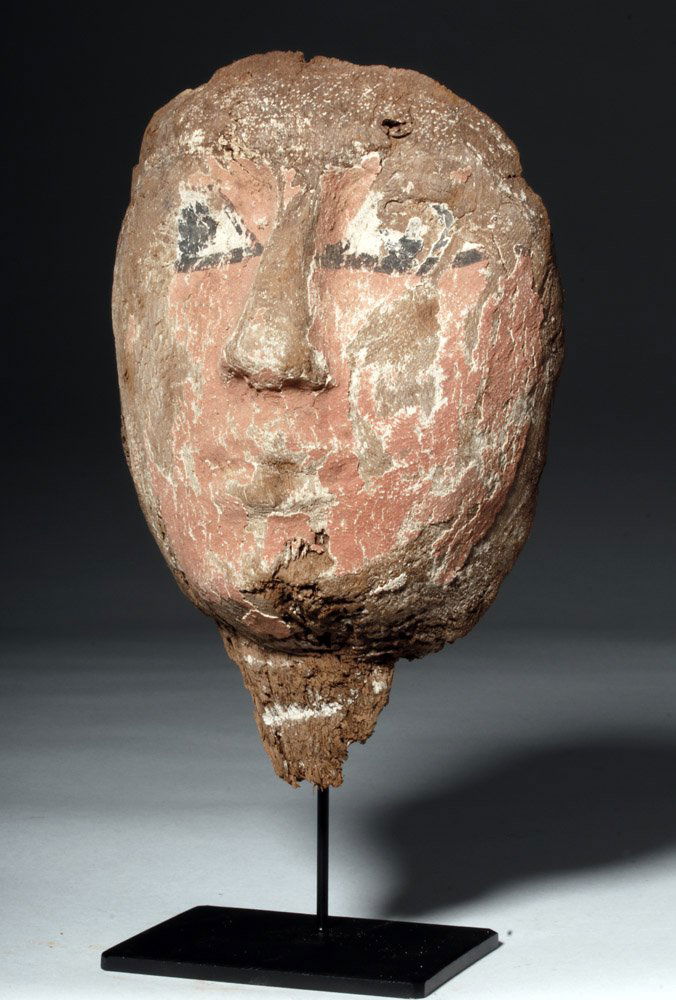 Egyptian Wood & Painted Gesso Mummy Mask (1 of 6)