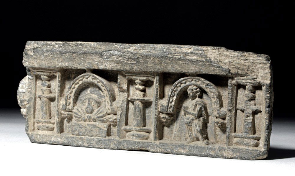 Very Fine Gandharan Schist Panel - Standing Buddha (1 of 8)