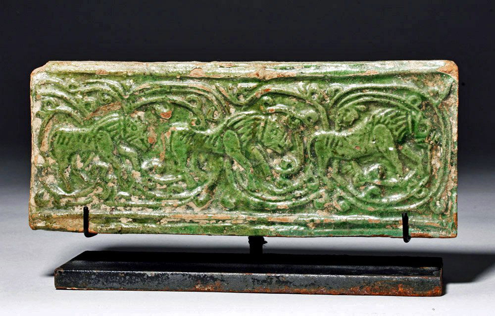 Chinese Green Glazed Pottery Temple Brick (1 of 7)
