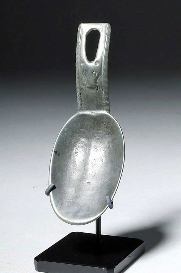 8th C. Russian Perm White Bronze Spoon w/ Bear (1 of 6)
