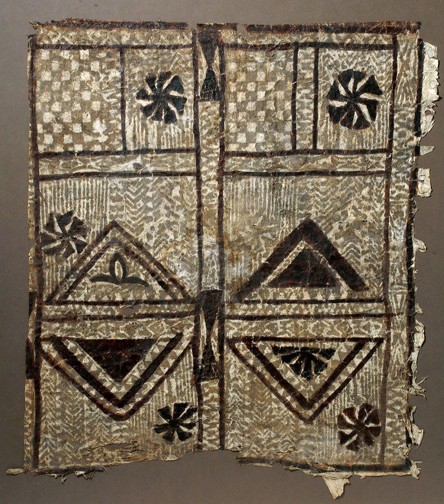 Early 20th C. South Pacific Tapa Bark Cloth: Oceania, South Pacific Islands, ca. early 20th century CE. This is a tapa bark cloth, made from the paper mulberry tree, which was introduced to the South Pacific from Southeast Asia at an unknown poi