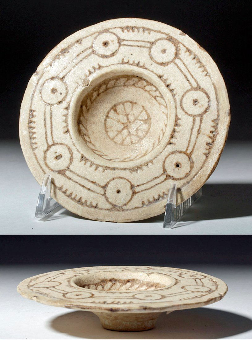 Near-Eastern Incised / Painted White Faience Plate (1 of 7)