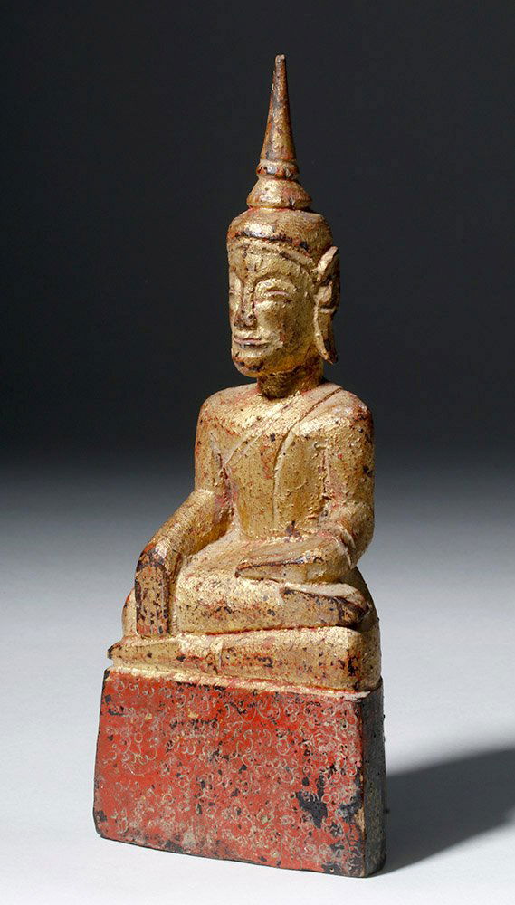 18th C. Laotian Gilt / Lacquer Wood Devotional Buddha (1 of 7)