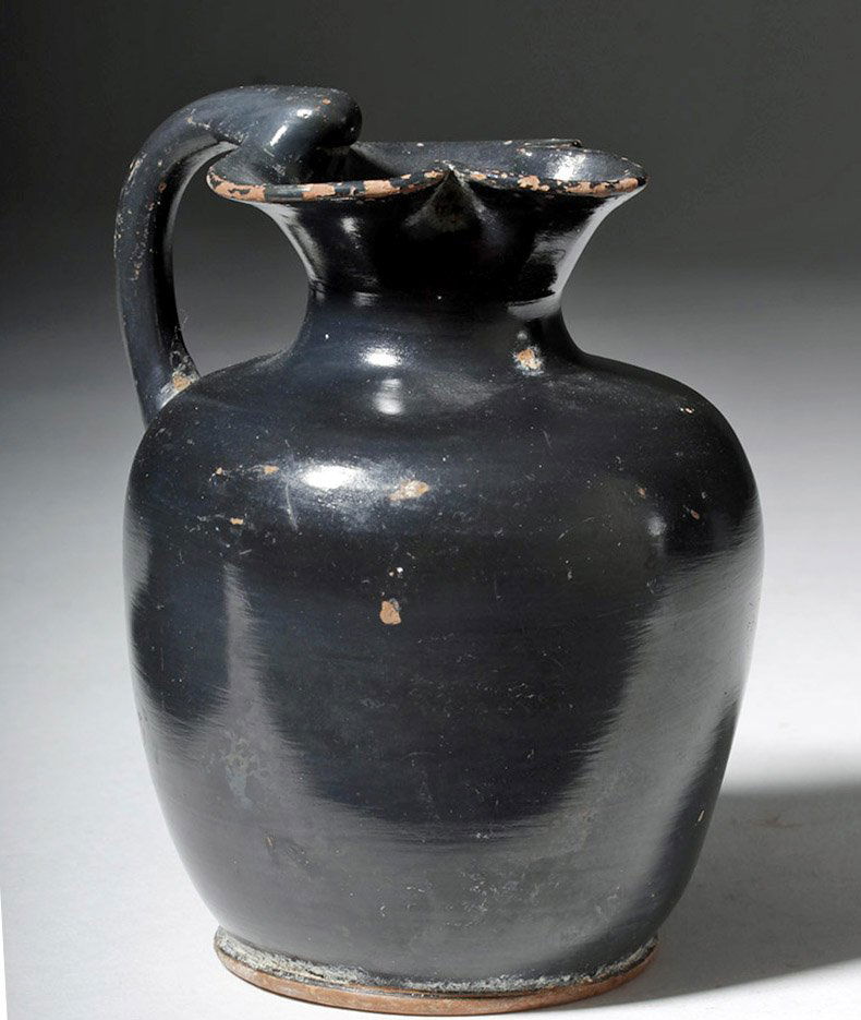 Gorgeous Greek Attic Black-Glazed Trefoil Oinochoe (1 of 6)