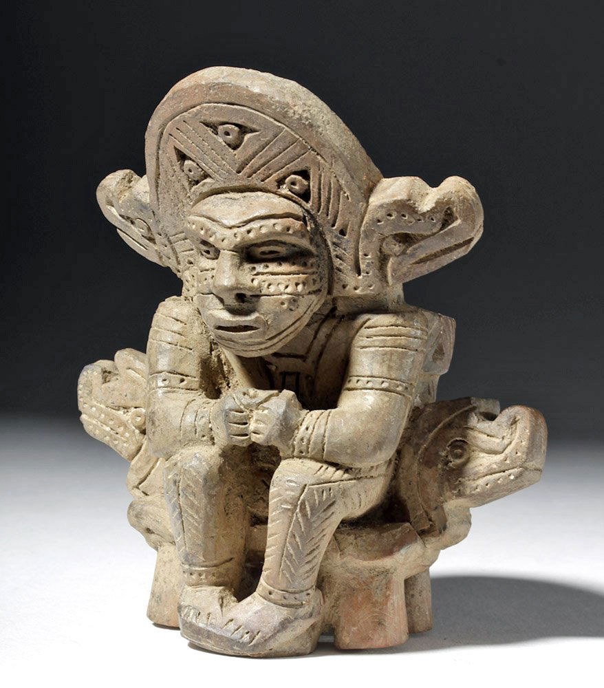 Superb Tairona Pottery Seated Shaman Tetrapod Jar (1 of 9)