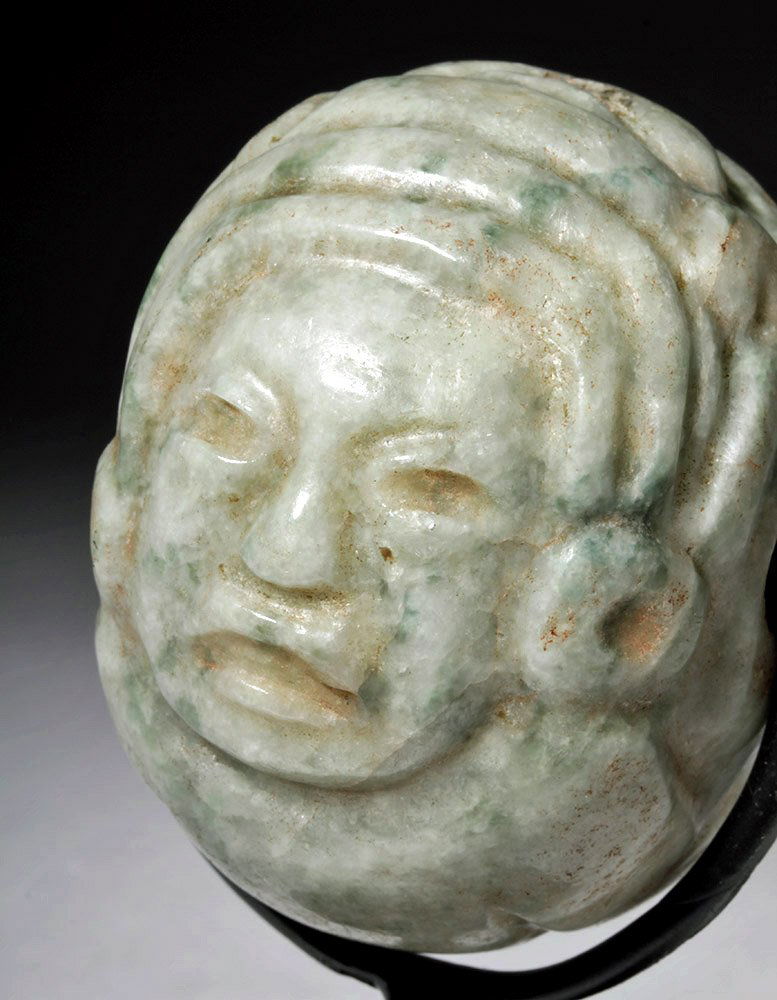 Rare Olmec Jade Circular Pendant - Were-Jaguar Deity (1 of 6)