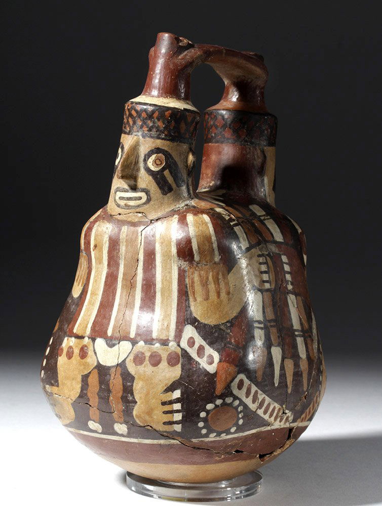 Nazca Polychrome Double Human Form Stirrup Jar (1 of 10)