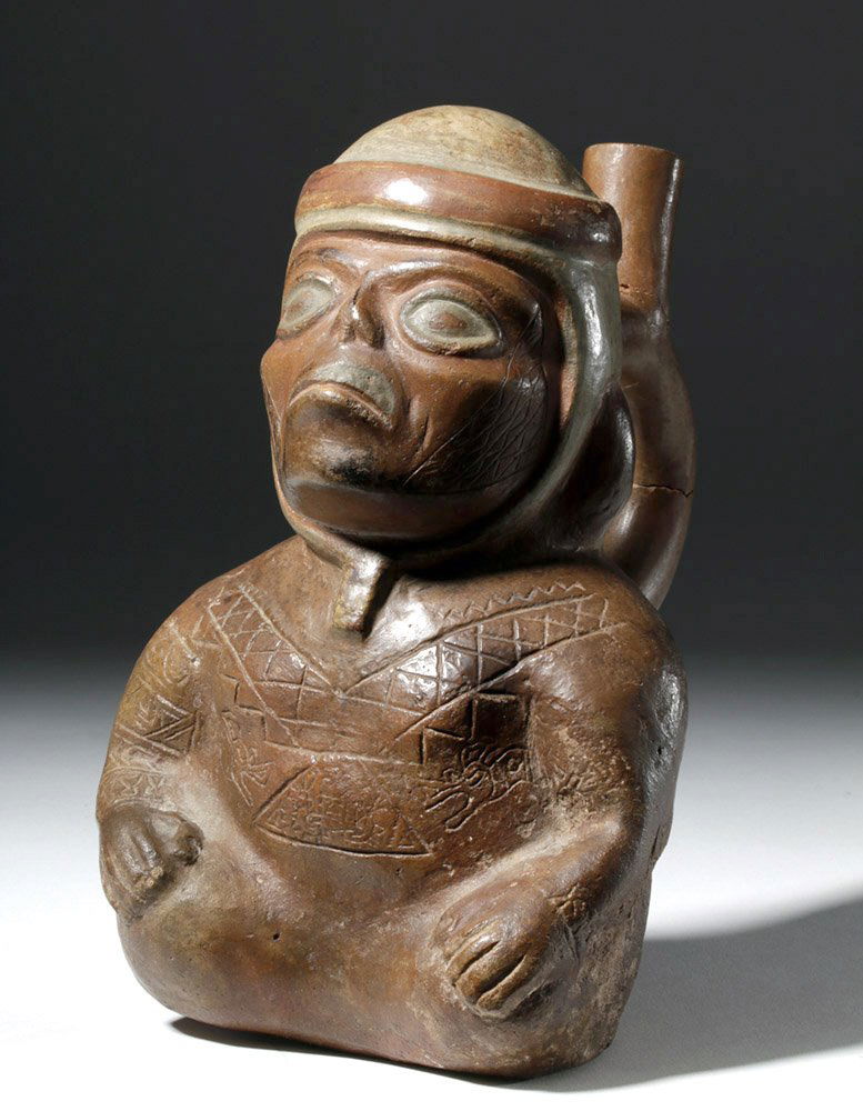 Moche Pottery Stirrup Vessel - Figure w/ Leishmaniasis (1 of 9)