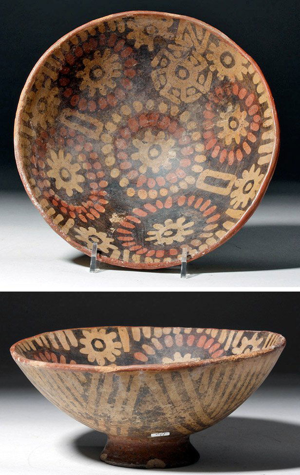 Brightly Decorated Colombian Narino Polychrome Bowl (1 of 7)