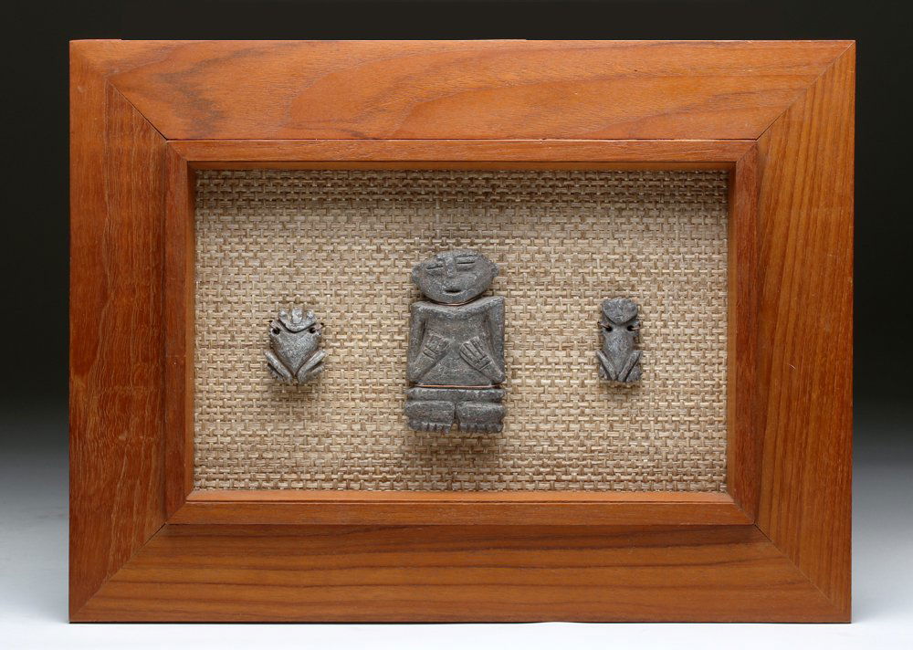 Rare Framed Trio of Venezuelan Stone Figures (1 of 6)