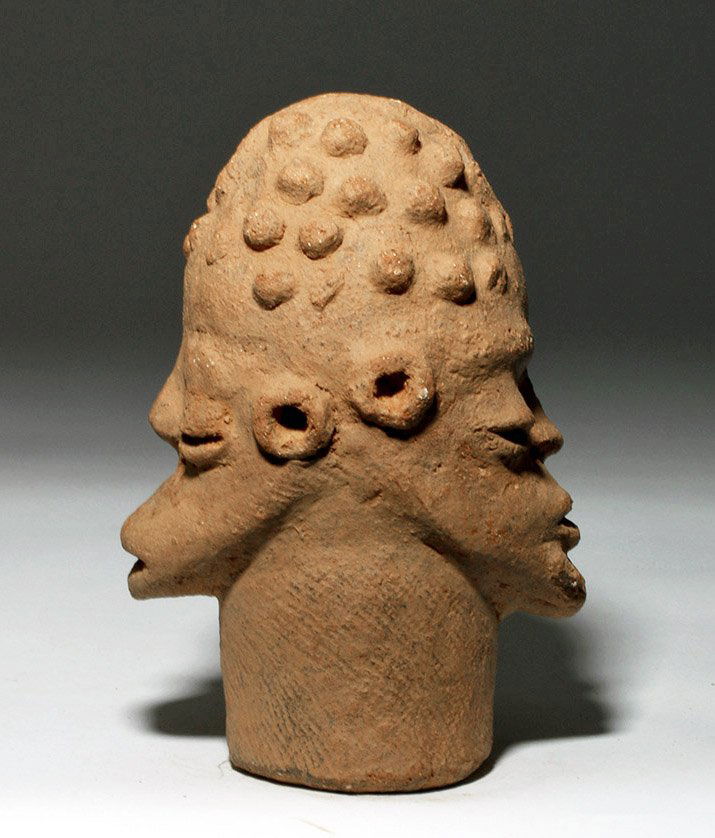 Large Ancient African Katsina Terracotta Janus Head (1 of 5)