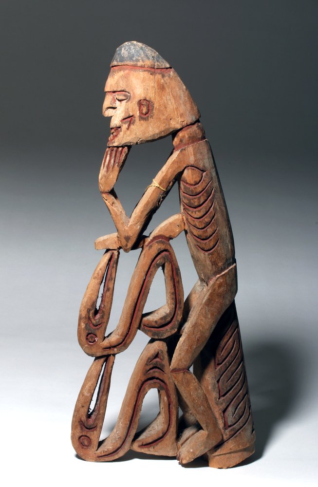 1940s PNG Sepik River Painted Wood Ancestor Carving (1 of 3)