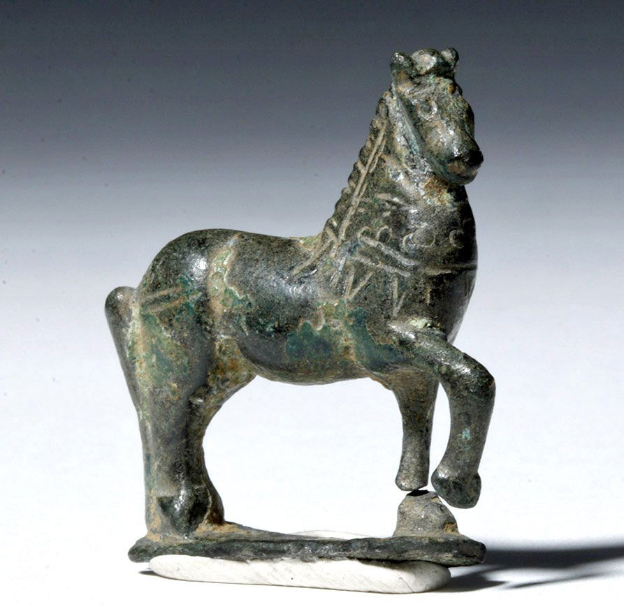 Miniature Roman Bronze Prancing Horse (1 of 6)