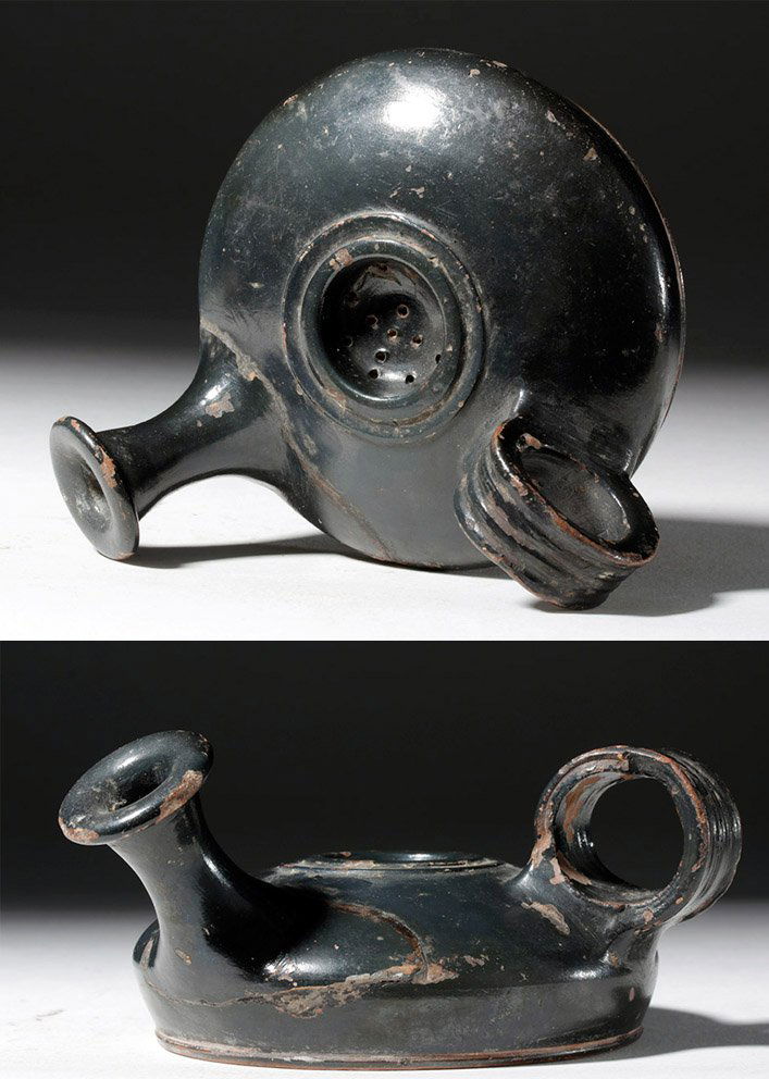 Lovely Greek Blackware Pottery Guttos (1 of 6)