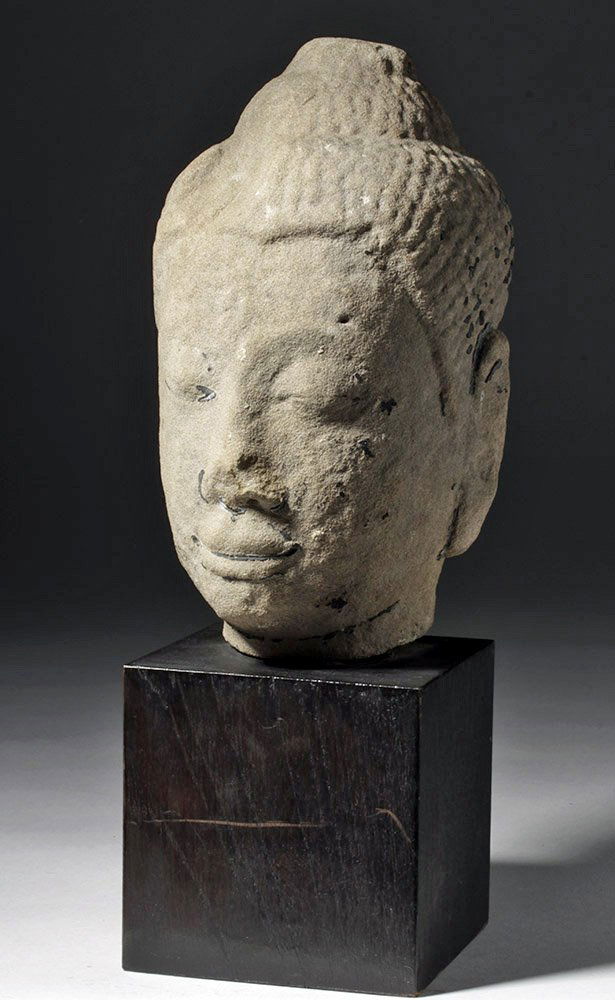 14th C. Thai Ayutthaya Sandstone Head of Buddha (1 of 6)