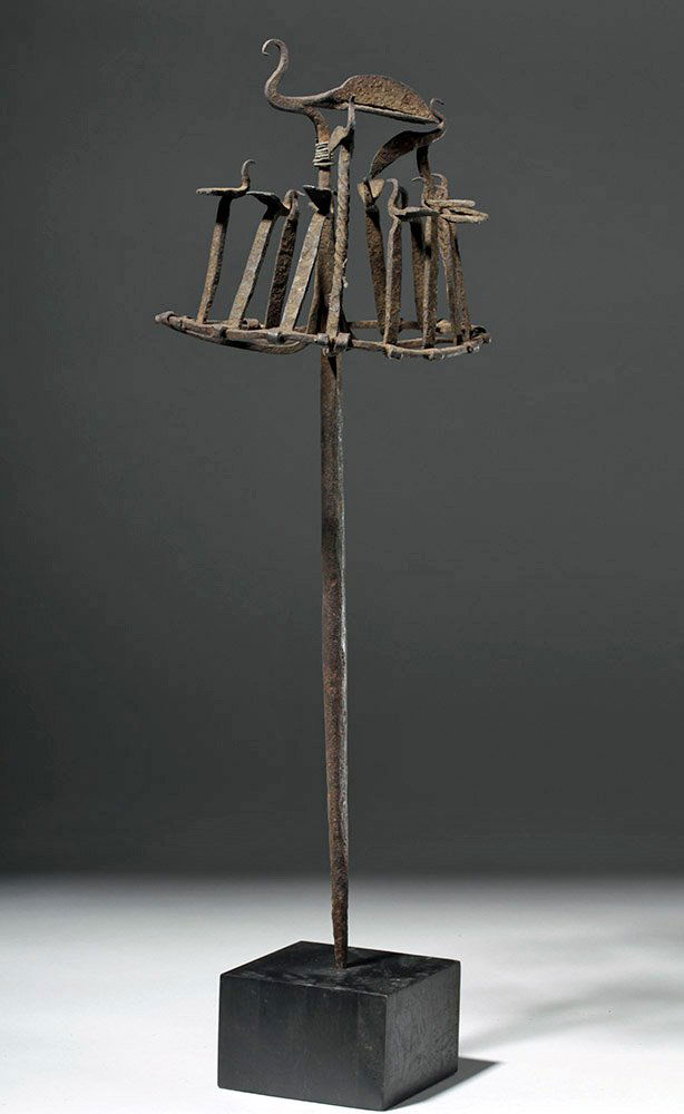 20th C. African Yoruba Iron Medicine Osanyin Staff (1 of 6)