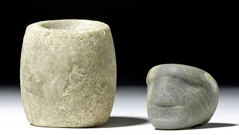 Lot of 2 Costa Rican Green Stone Mace Heads (1 of 8)