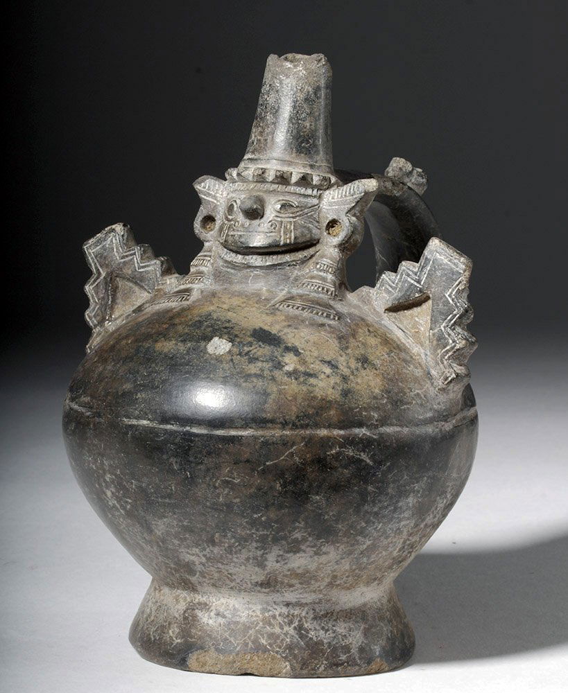 Sican / Lambayeque Blackware Jar w/ Naylamp (1 of 8)