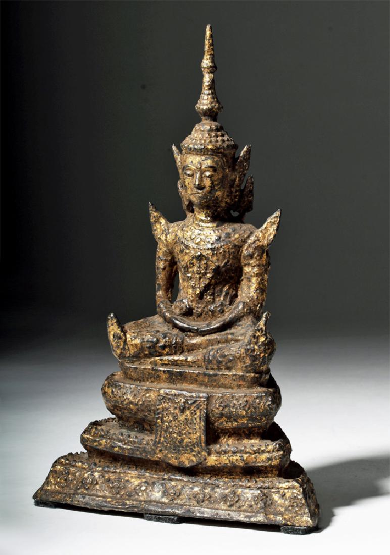 19th C. Thai Gilded Bronze Buddha in Meditation (1 of 9)