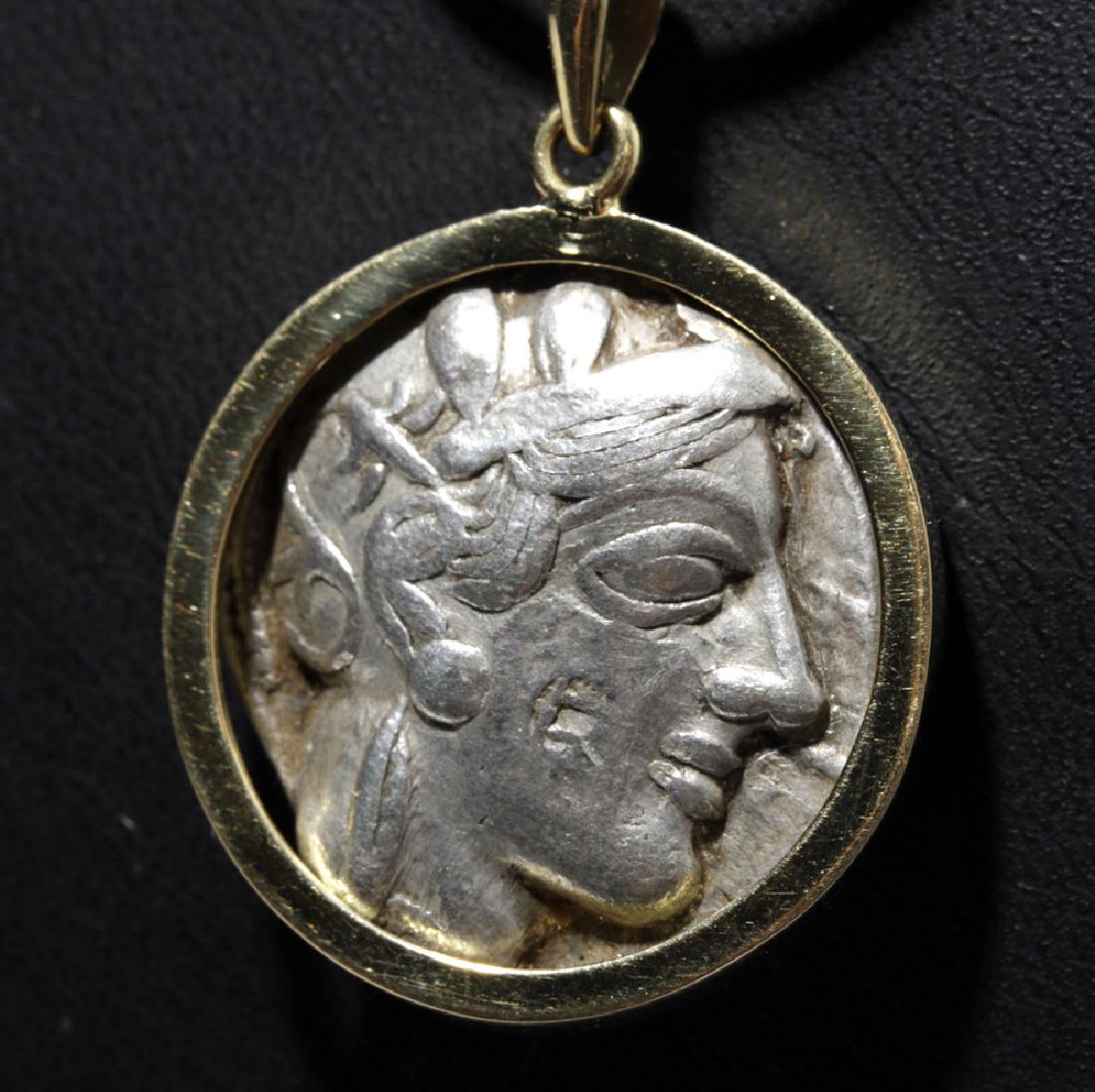 Ancient Greek Tetradrachma - Athena/ Owl in 14kt Gold (1 of 2)