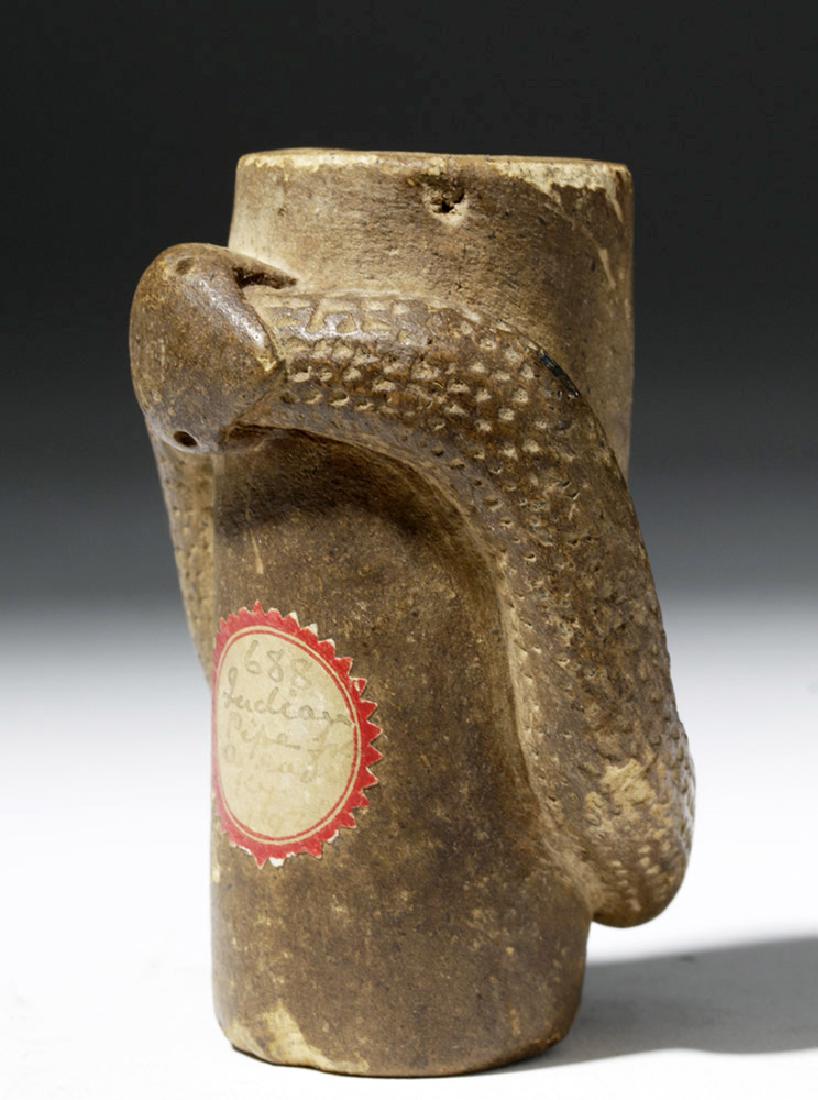 Native American Mississippian Stone Snake Effigy Pipe (1 of 8)