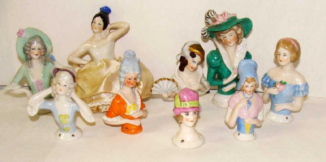 Lot of 9 Antique German Half Dolls (1 of 3)