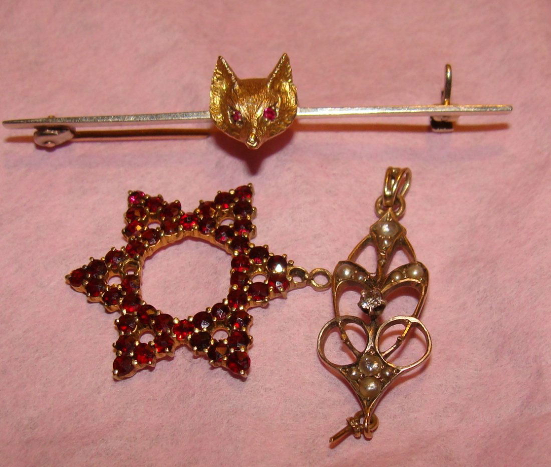 10kt Gold Jewelry Pendants and Bar Pin (1 of 3)