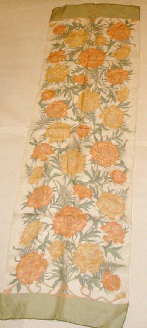 Ferragamo Silk Scarf: Sheer Floral Silk Print, 52, x 15" Condition vg/g