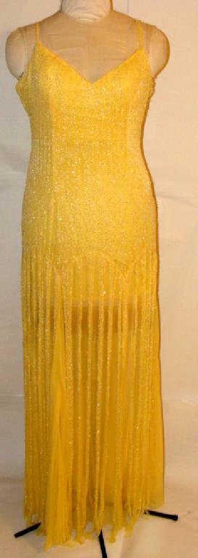Vintage Silk Yellow and Sequin Gown (1 of 6)