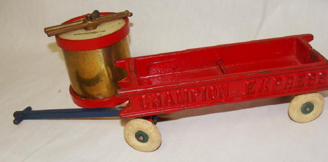Cast Iron Drum Bank and Wagon Toy (1 of 2)