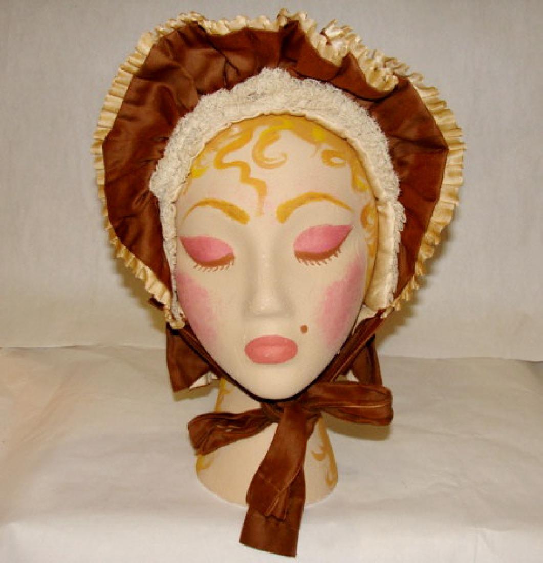 Antique Brown and White Ruffle Hat, 1900 (1 of 4)