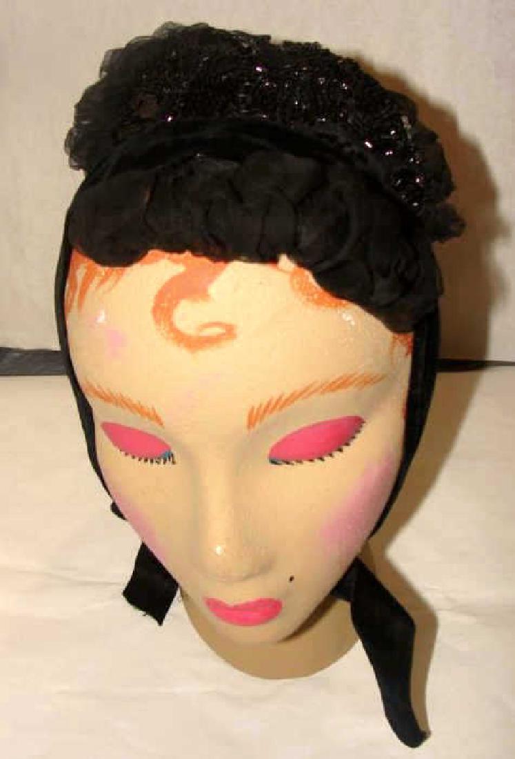 Antique Beaded Bonnet, Hat, 1860 (1 of 3)