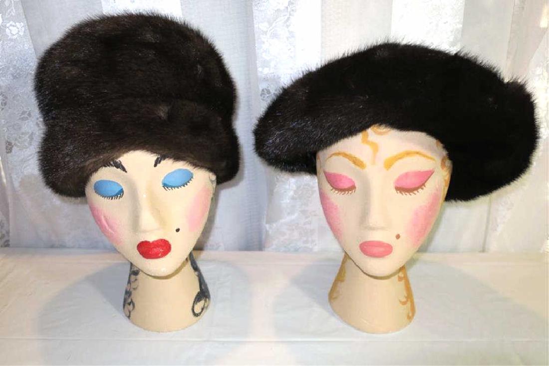 Lot of Two Vintage Fur Mink Hats, 1960 (1 of 1)