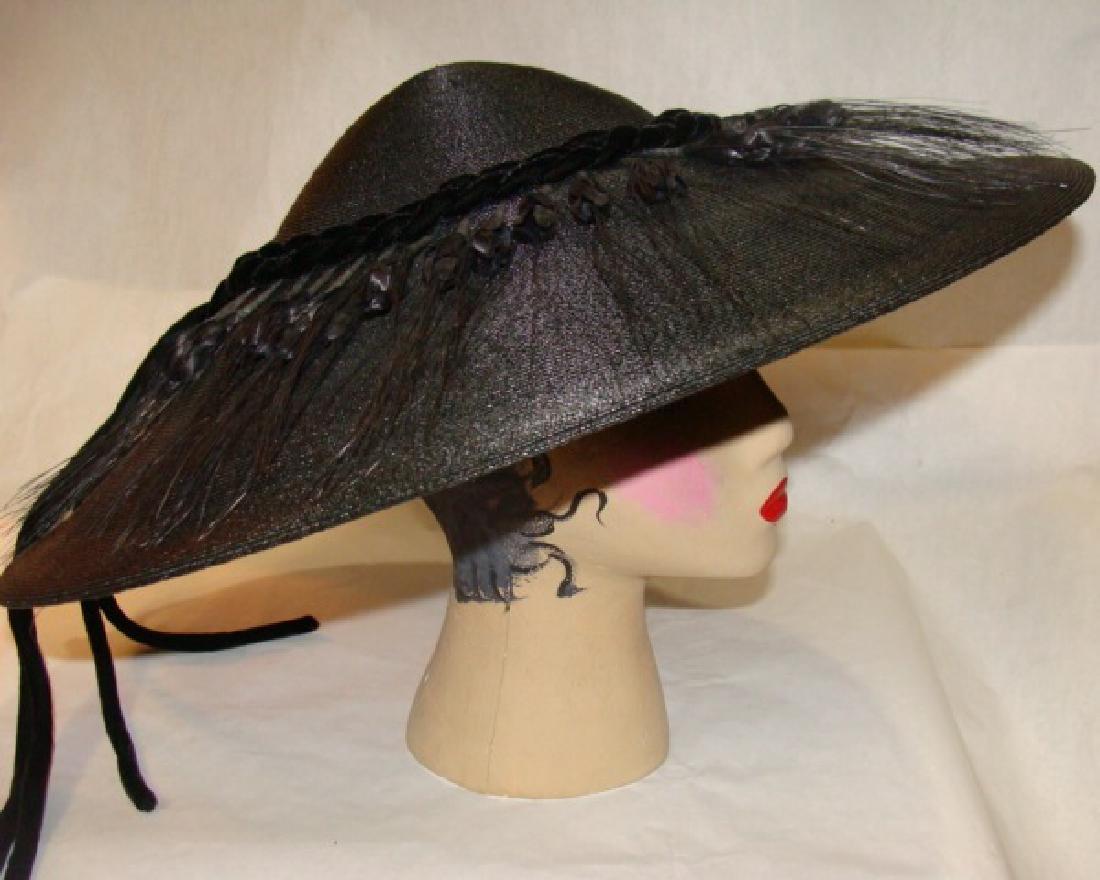 Vintage Straw Cartwheel Picture Hat, 1940 (1 of 6)