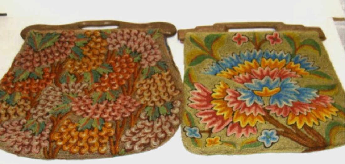 Vintage Lot of 2 Needlework Handbags, Purses (1 of 3)
