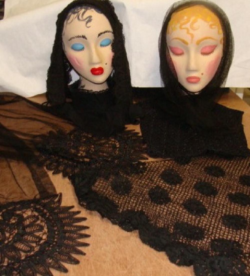 Lot of 9 Pieces Antique Mourning Lace (1 of 4)