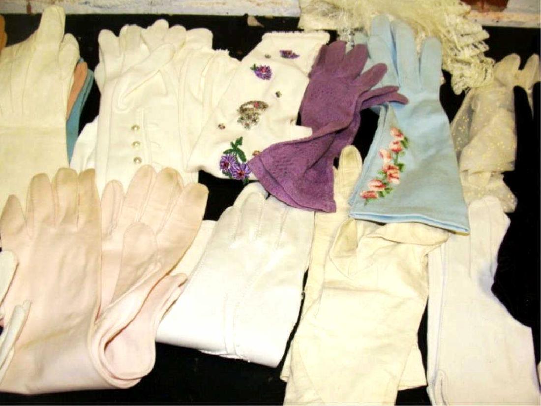 Vintage Lot Fabric Gloves: Vintage Gloves Assorted Sizes, Fabric, Length