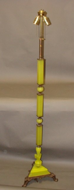 Art Deco Vaseline Glass Floor Lamp (1 of 4)